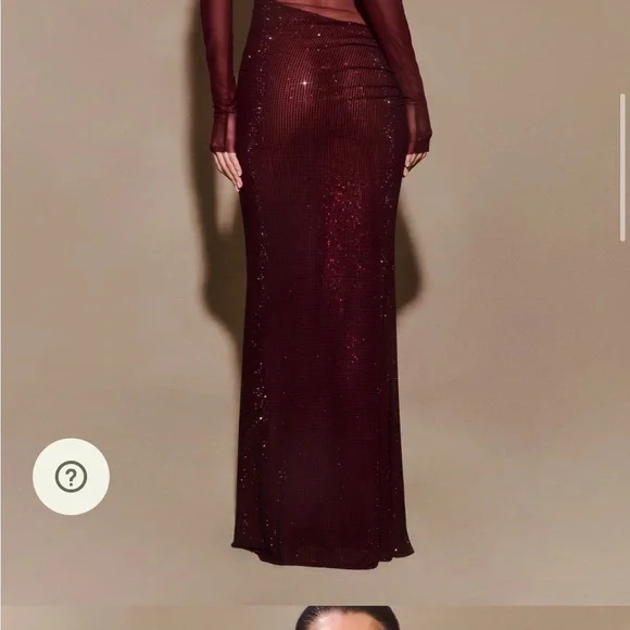 Meshki Burgundy One-Shoulder Sequin Gown - Picture 4 of 8